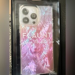 NIB FLAUNT SQUARE Pink Mother of Pearl iphone 15 pro max case